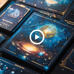 Astrology cards on a starry background